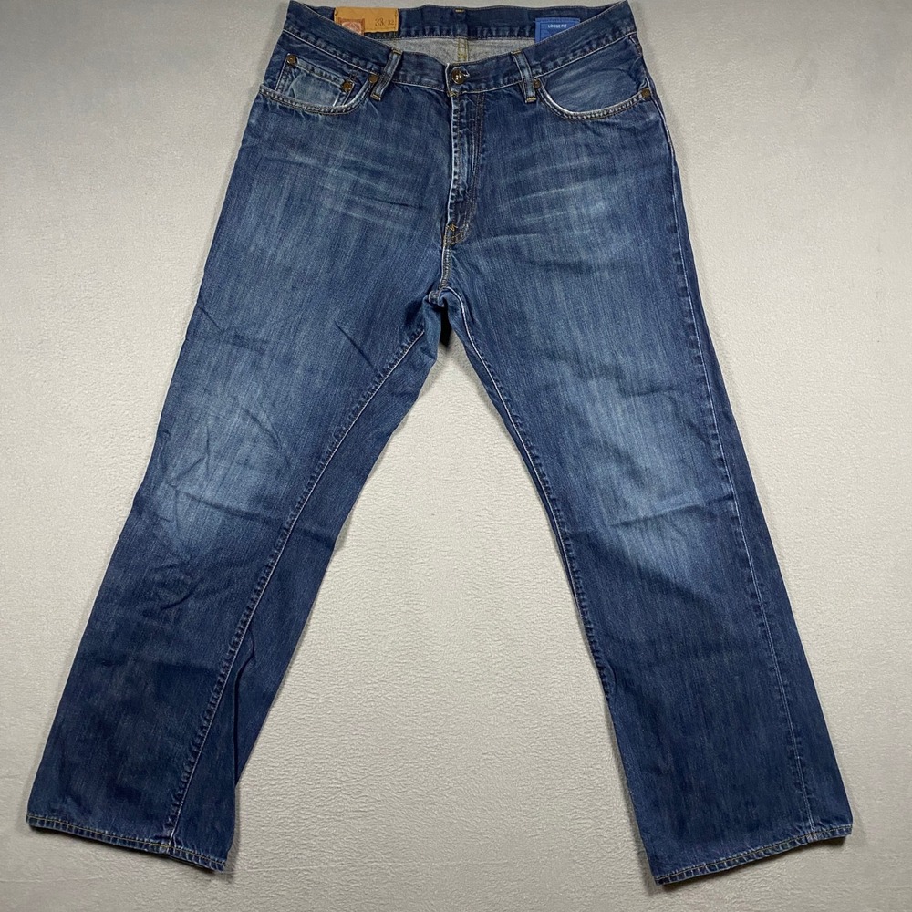 GAP 1969 Loose Fit Jeans Mens 33x32 Dark Blue Straight Leg Denim 100% Cotton